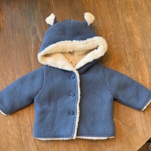 Blue Knit Baby Hoodie with Ears